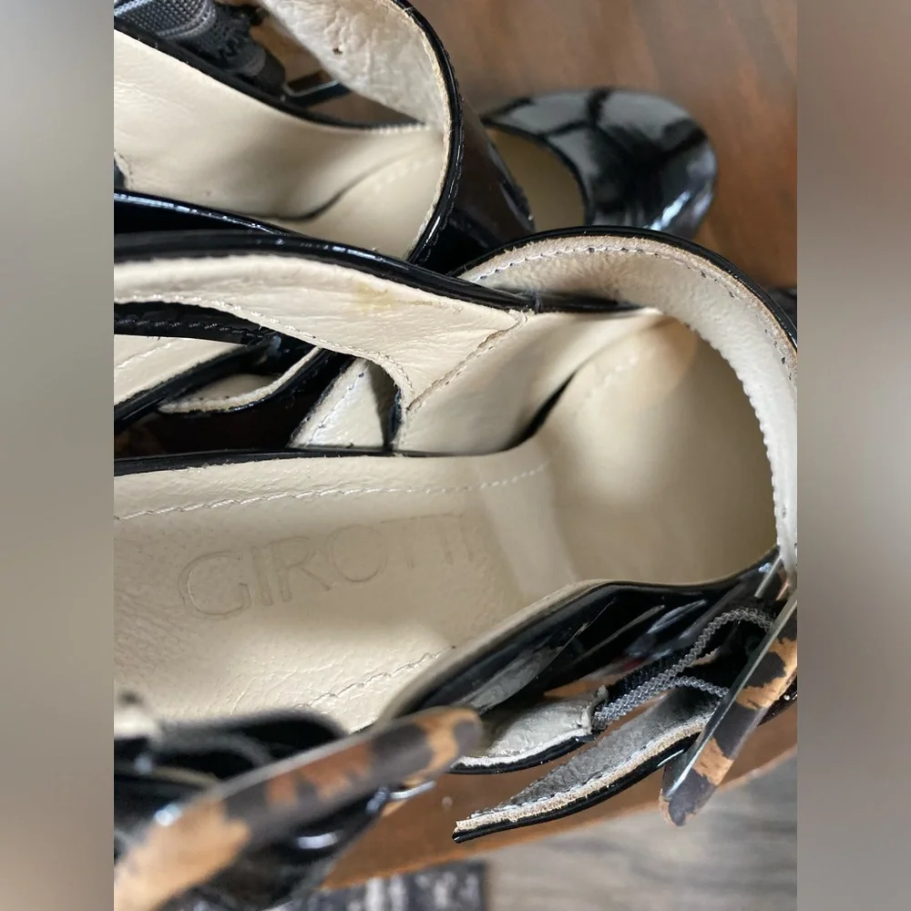 BLOCK HEEL CLASSIC SHOES 30863 Custom heels Black Patent Leather and Suede 7/38